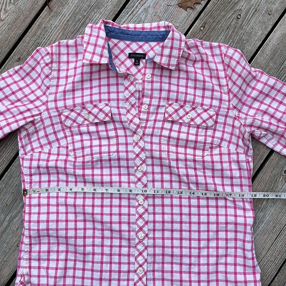 Talbots gingham shirt w/metallic thread S-M - Picture 9 of 11